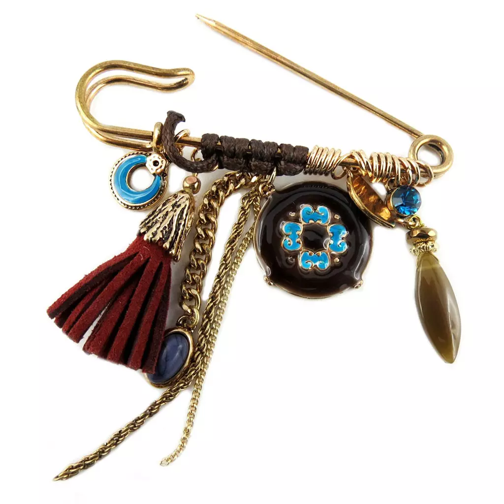 Les Trésors De Lily Broche Créateur 'Acapulco' Marron Doré 95x75 Mm [P8411]