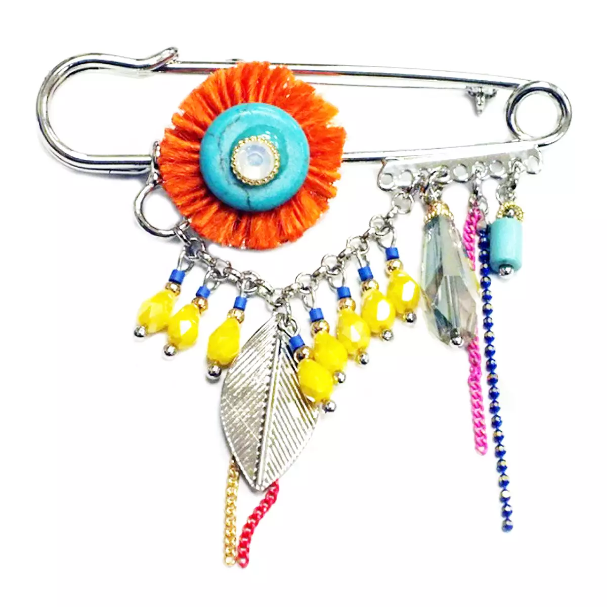 les trésors de lily Broche Créateur 'Acapulco' multicolore doré 70x60 mm [Q1042]