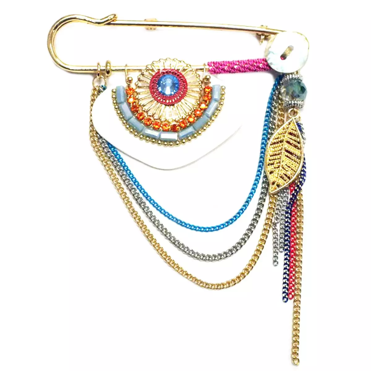 les trésors de lily Broche Créateur 'Acapulco' multicolore doré 90x75 mm [Q1044]
