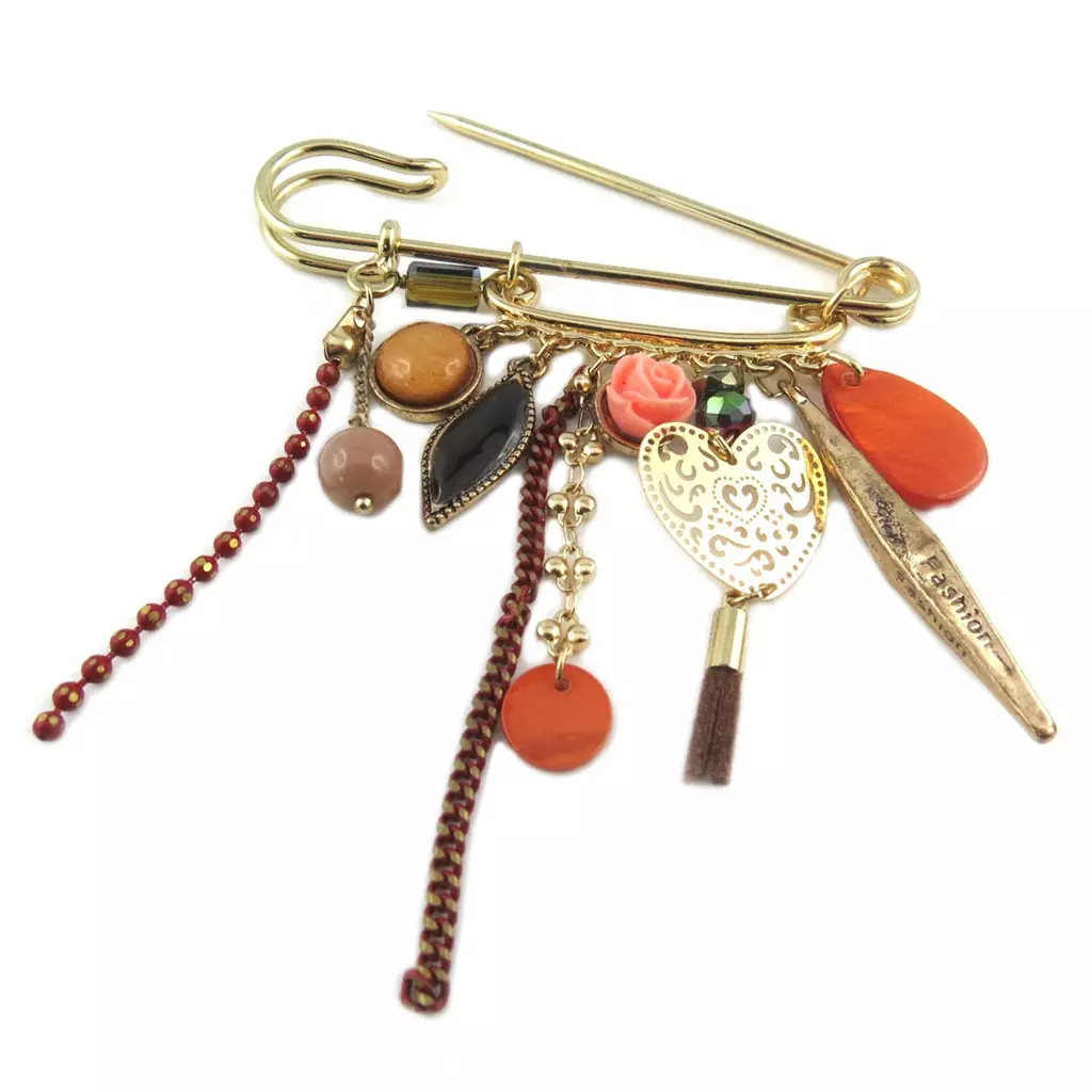 les trésors de lily Broche Créateur 'Acapulco' orange doré 95x75 mm [P8413]