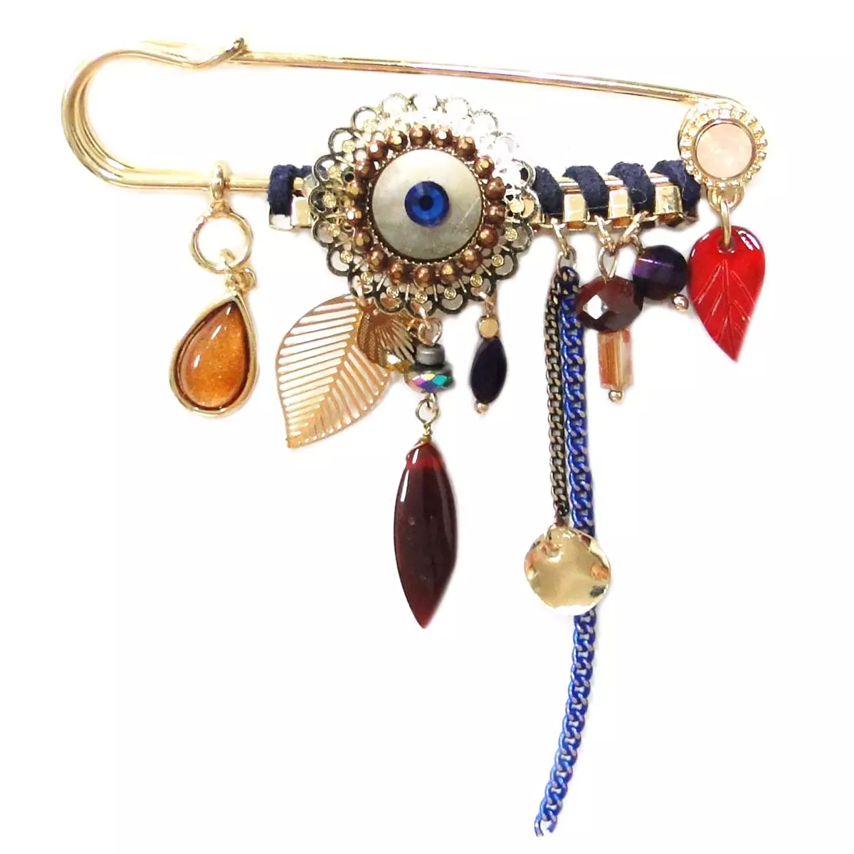 les trésors de lily Broche Créateur 'Acapulco' rouge doré 90x75 mm [Q1037]