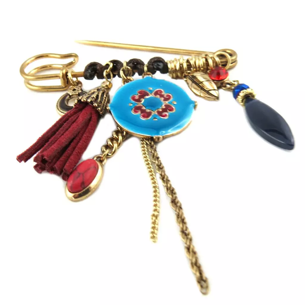 les trésors de lily Broche Créateur 'Acapulco' turquoise doré 95x75 mm [P8410]