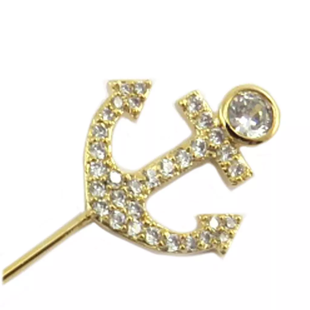 Les Trésors De Lily Broche Créateur 'Ancre Marine' Blanc Doré 60 Mm 18x18 Mm [P7623]