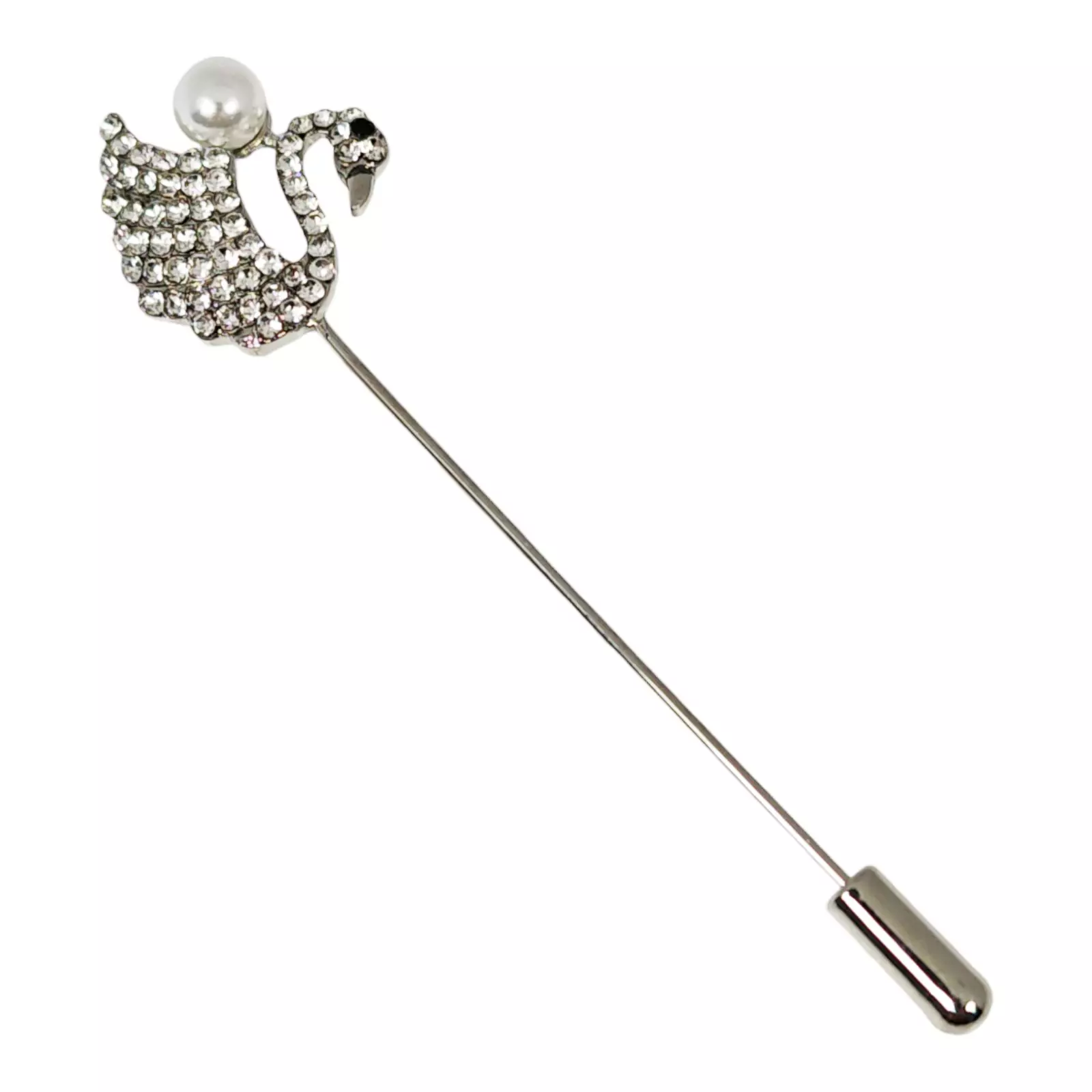 les trésors de lily Broche Créateur 'Arégonde' blanc argenté 75x20 mm (cygne) [S1290]