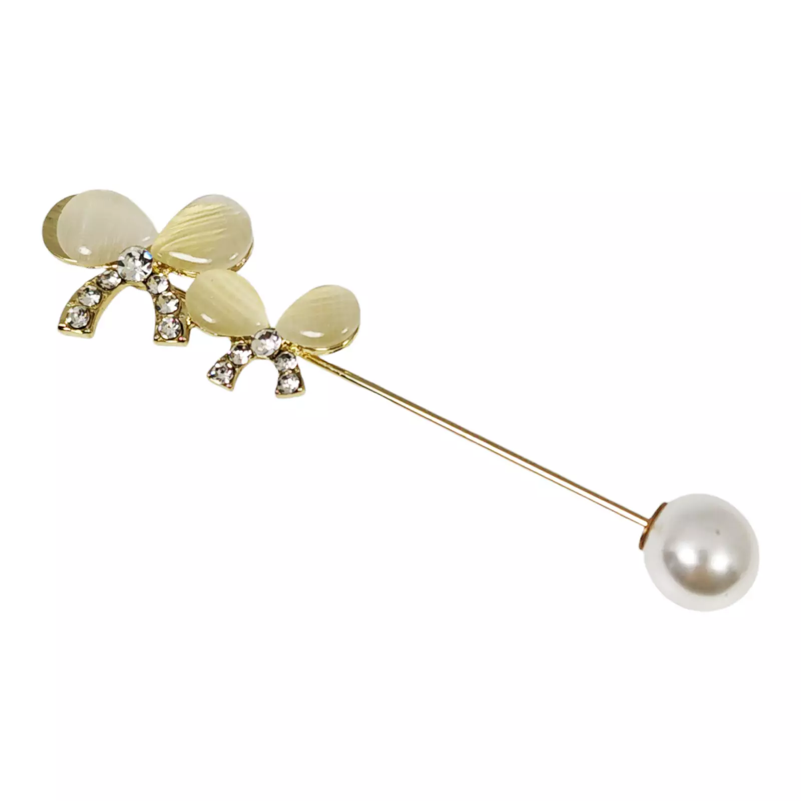 les trésors de lily Broche Créateur 'Arégonde' blanc doré 70x20 mm [S1291]
