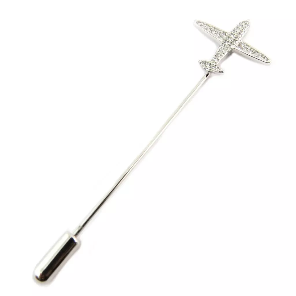 Les Trésors De Lily Broche Créateur 'Avion' Blanc Argenté 70 Mm 20x19 Mm [P8117]