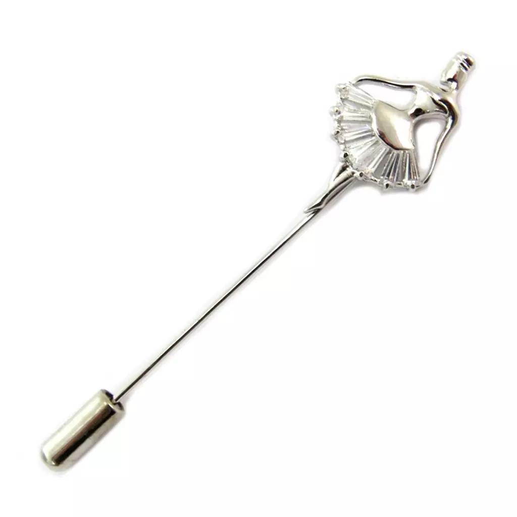 les trésors de lily Broche Créateur 'Ballerine' blanc argenté 60 mm 18x15 mm [P6603]