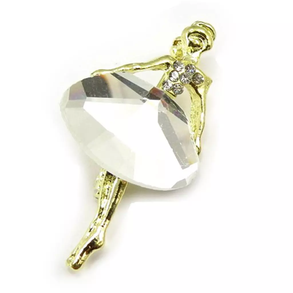 Les Trésors De Lily Broche Créateur 'Ballerine' Blanc Doré 46x34 Mm [R6741]