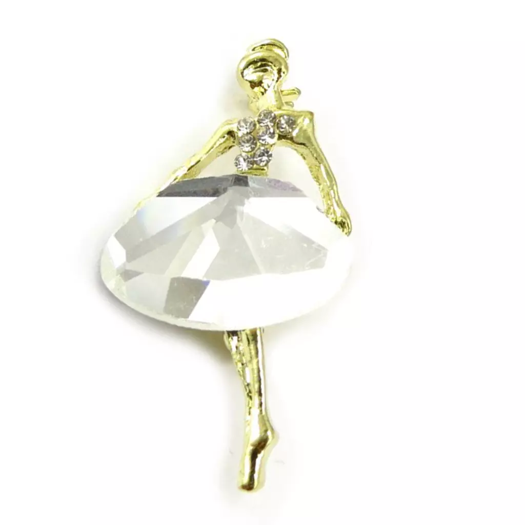les trésors de lily Broche créateur 'Ballerine' blanc doré 46x34 mm [R6741]