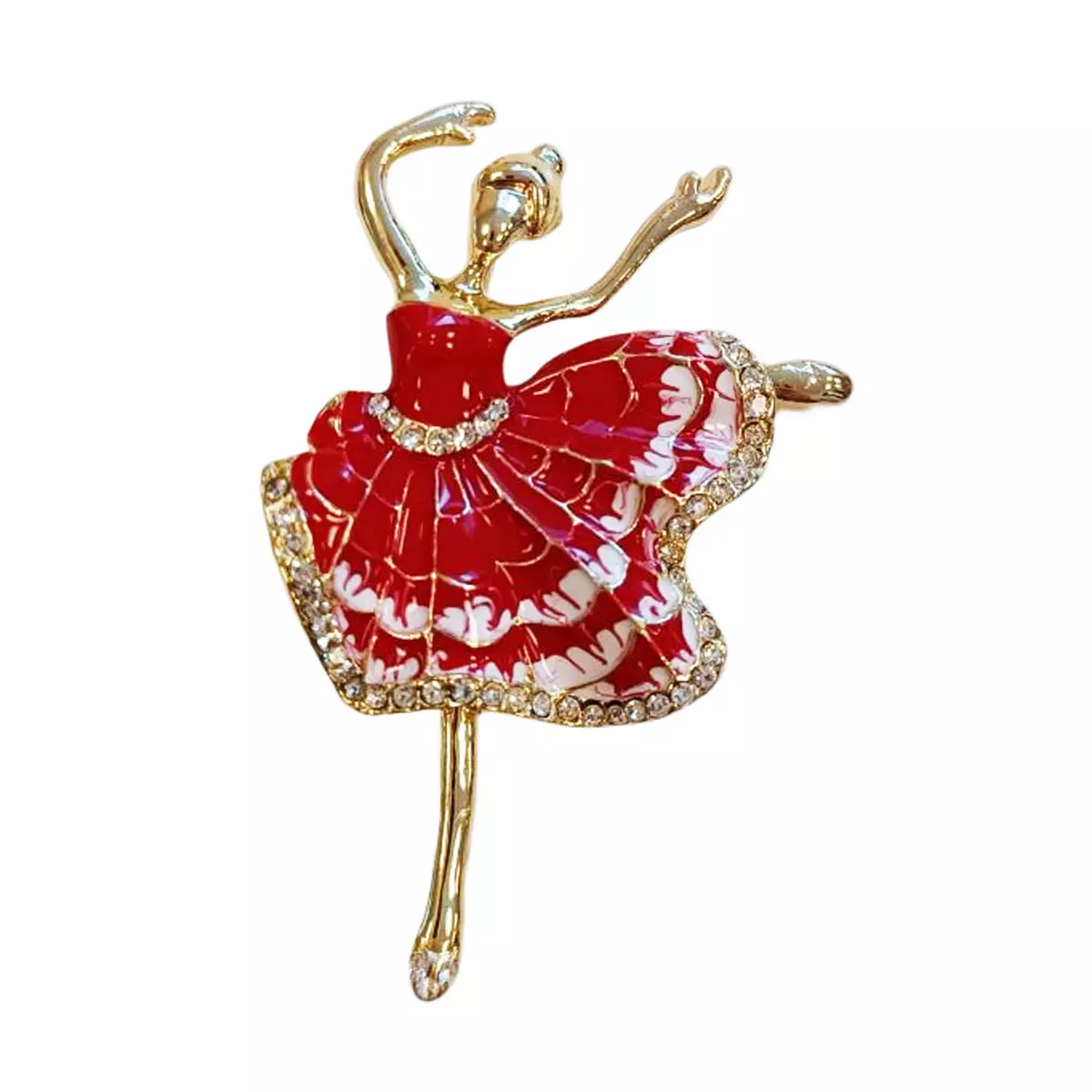 les trésors de lily Broche Créateur 'Ballerine' rouge doré 50x35 mm [R9093]