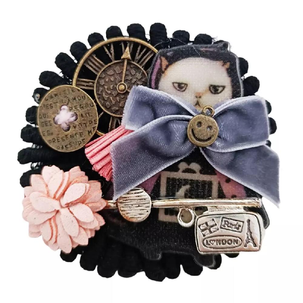 Les Trésors De Lily Broche Créateur 'Belle Époque' Noir (chat) 7 Cm [R7510]
