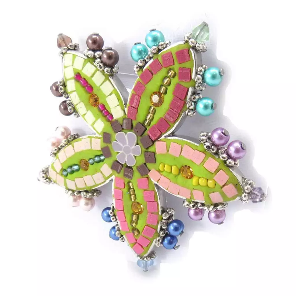 Les Trésors De Lily Broche Créateur 'Bohemian Rhapsody' Vert Multicolore [J8102]