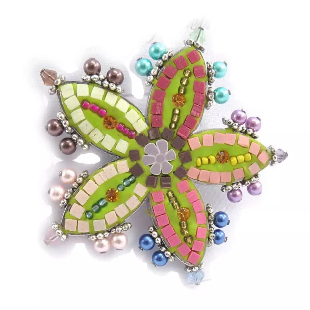 Les Trésors De Lily Broche Créateur 'Bohemian Rhapsody' Vert Multicolore [J8102]