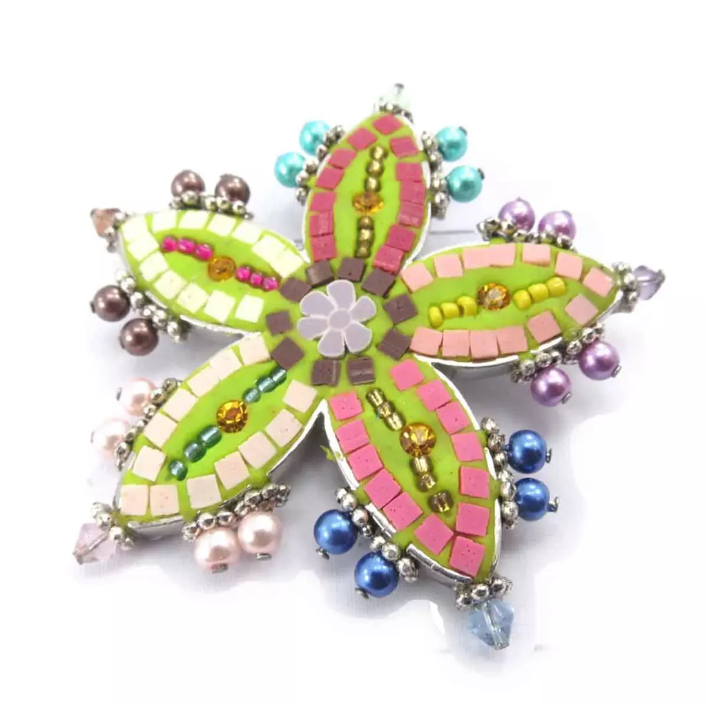 Les Trésors De Lily Broche Créateur 'Bohemian Rhapsody' Vert Multicolore [J8102]