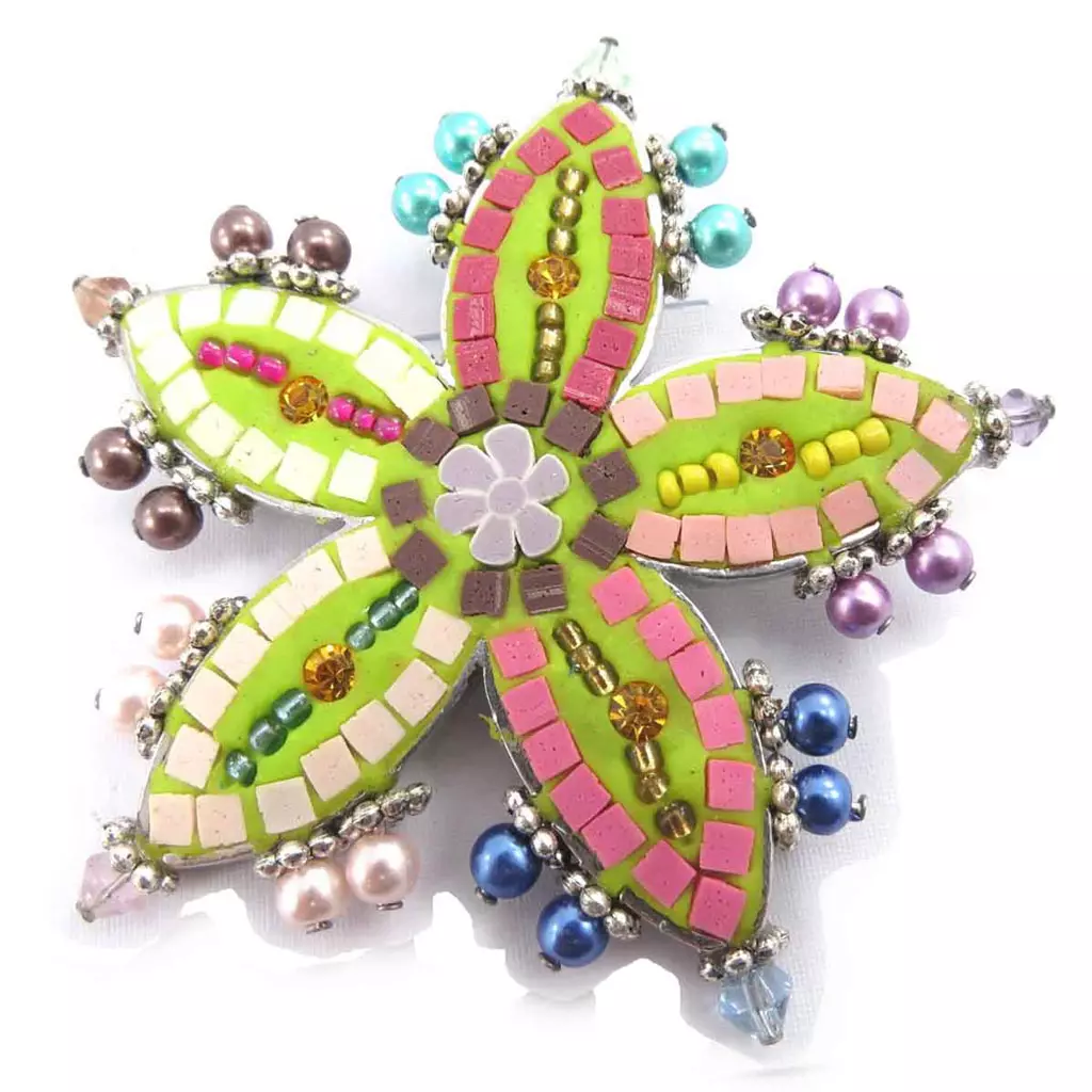 les trésors de lily Broche Créateur 'Bohemian Rhapsody' vert multicolore [J8102]