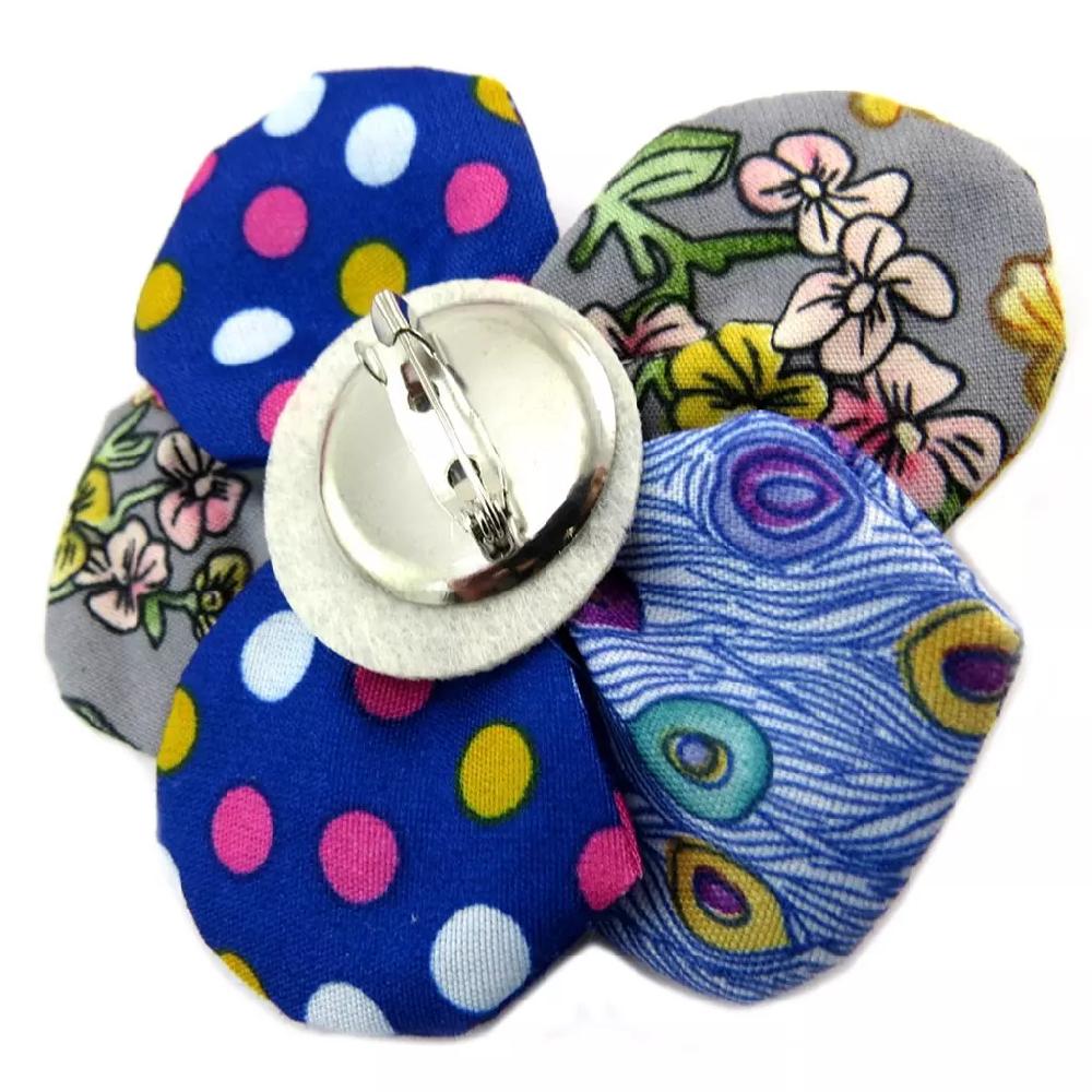 Les Trésors De Lily Broche Créateur 'Capucines' Bleu Gris 80 Mm [P3684]