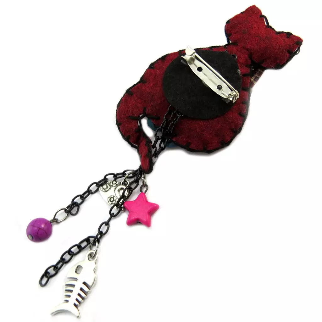 Les Trésors De Lily Broche Créateur 'Capucines' Bordeaux (chat) [P3676]