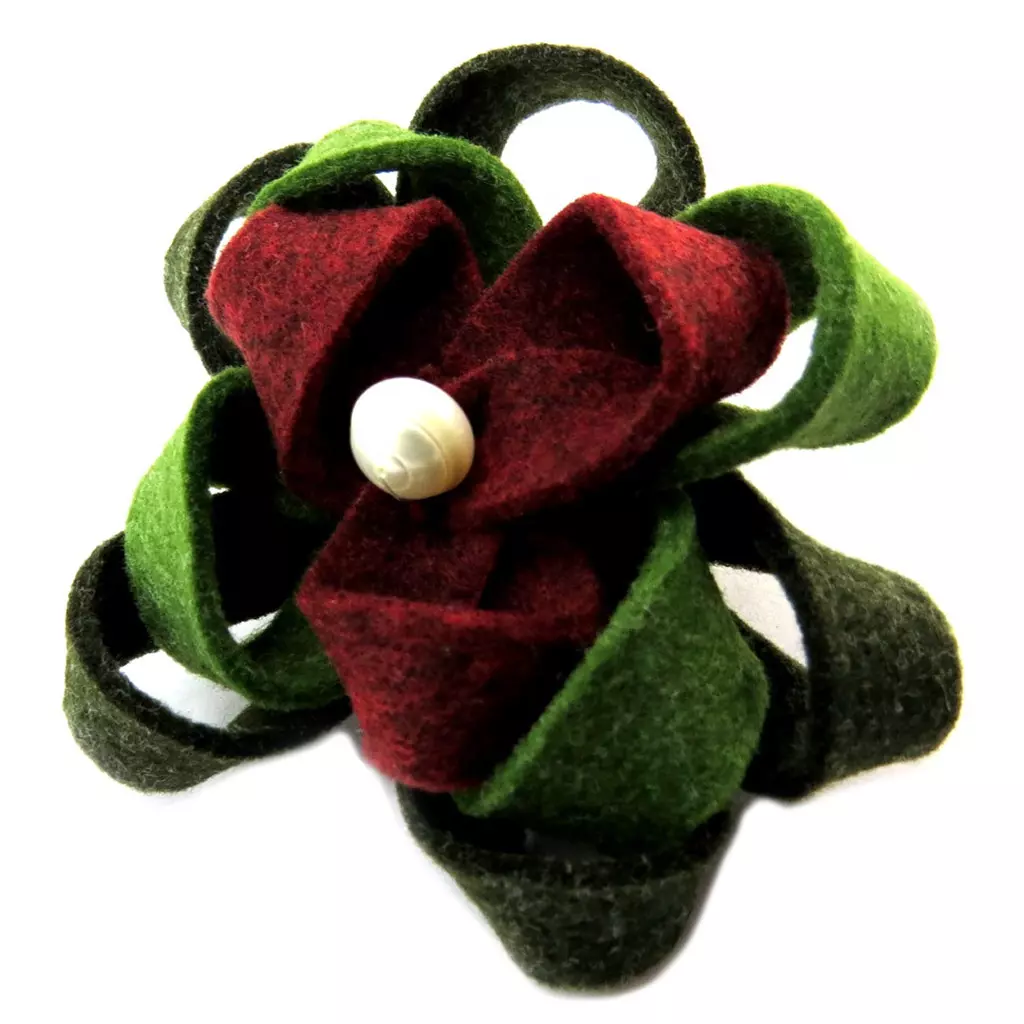 Les Trésors De Lily Broche Créateur 'Capucines' Vert Bordeaux [P3687]