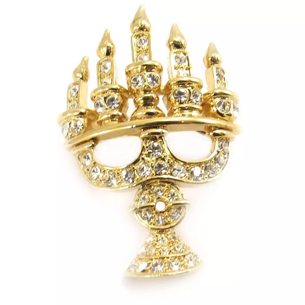 Les Trésors De Lily Broche Créateur 'Chandelier' Doré Blanc [C3864]