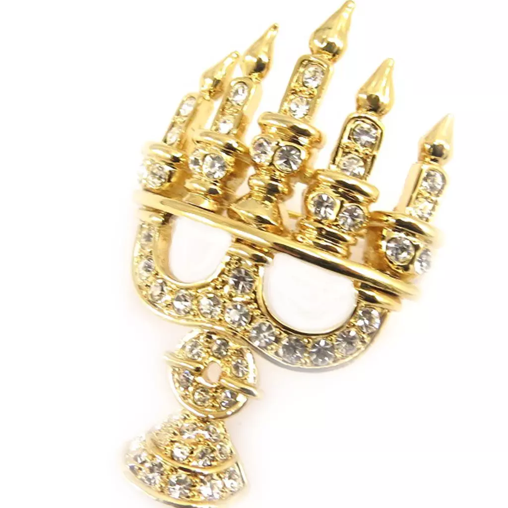 les trésors de lily Broche Créateur 'Chandelier' Doré Blanc [C3864]