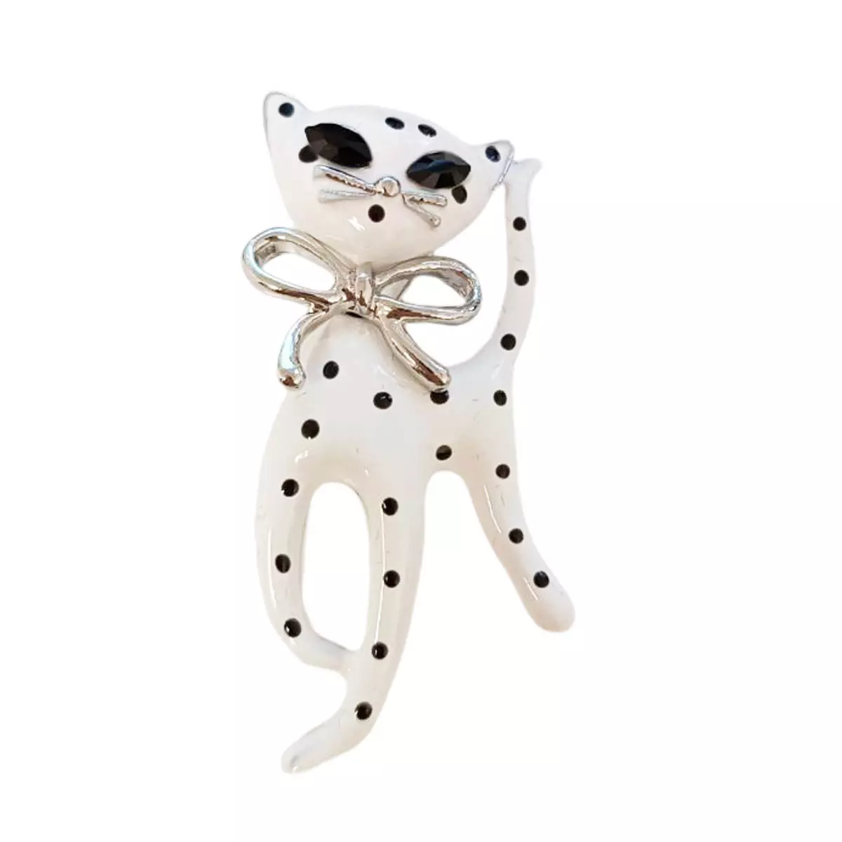 les trésors de lily Broche Créateur 'Chat' blanc 55x25 mm [R8843]