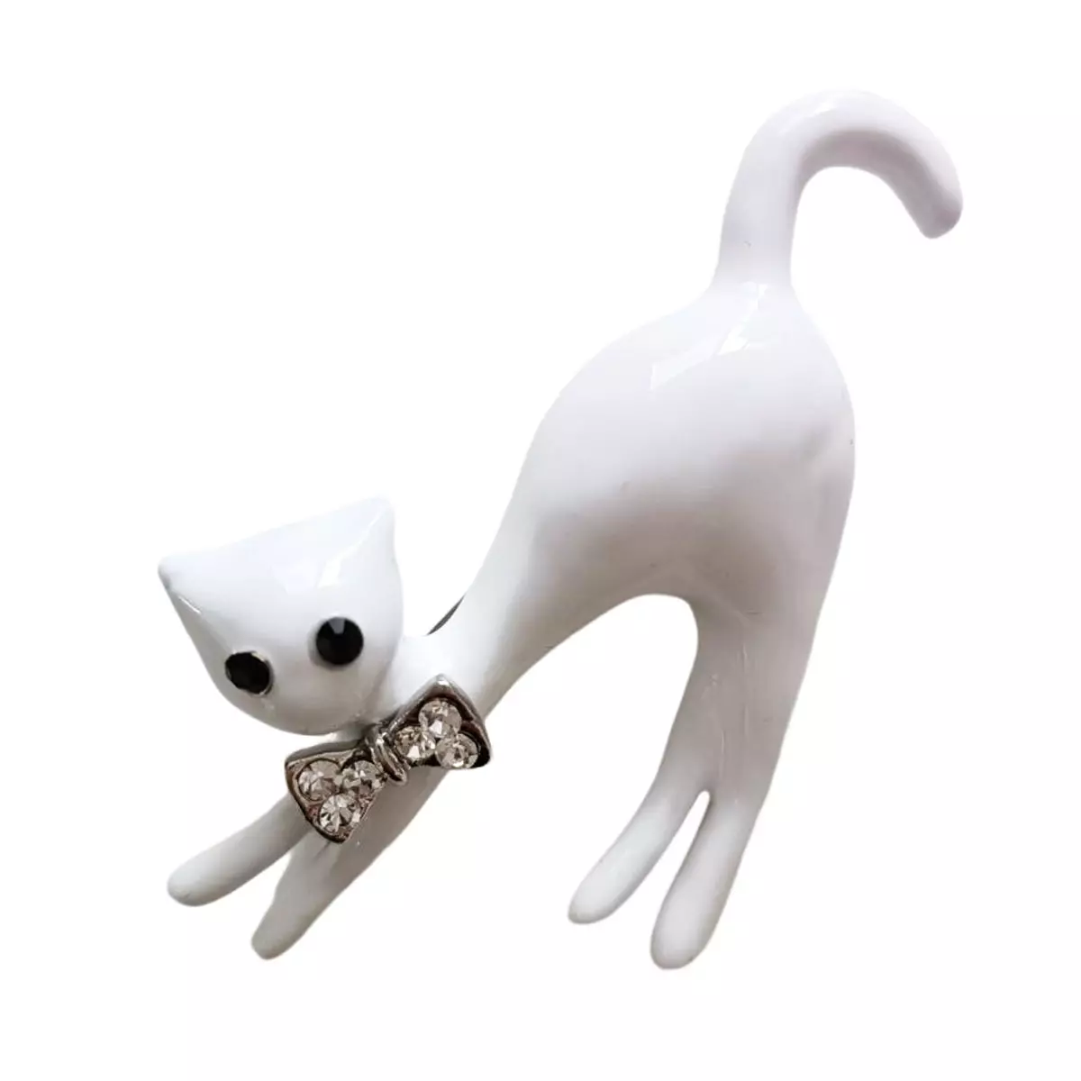 les trésors de lily Broche Créateur 'Chat' blanc 55x45 mm [R8509]