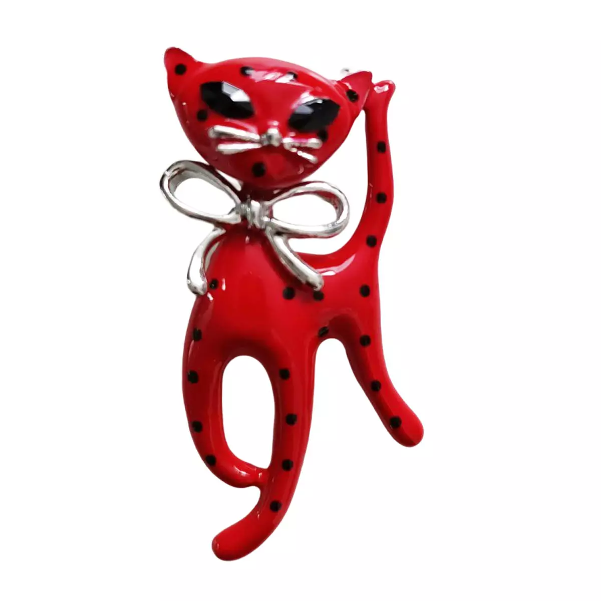 les trésors de lily Broche Créateur 'Chat' rouge 55x25 mm [R8504]