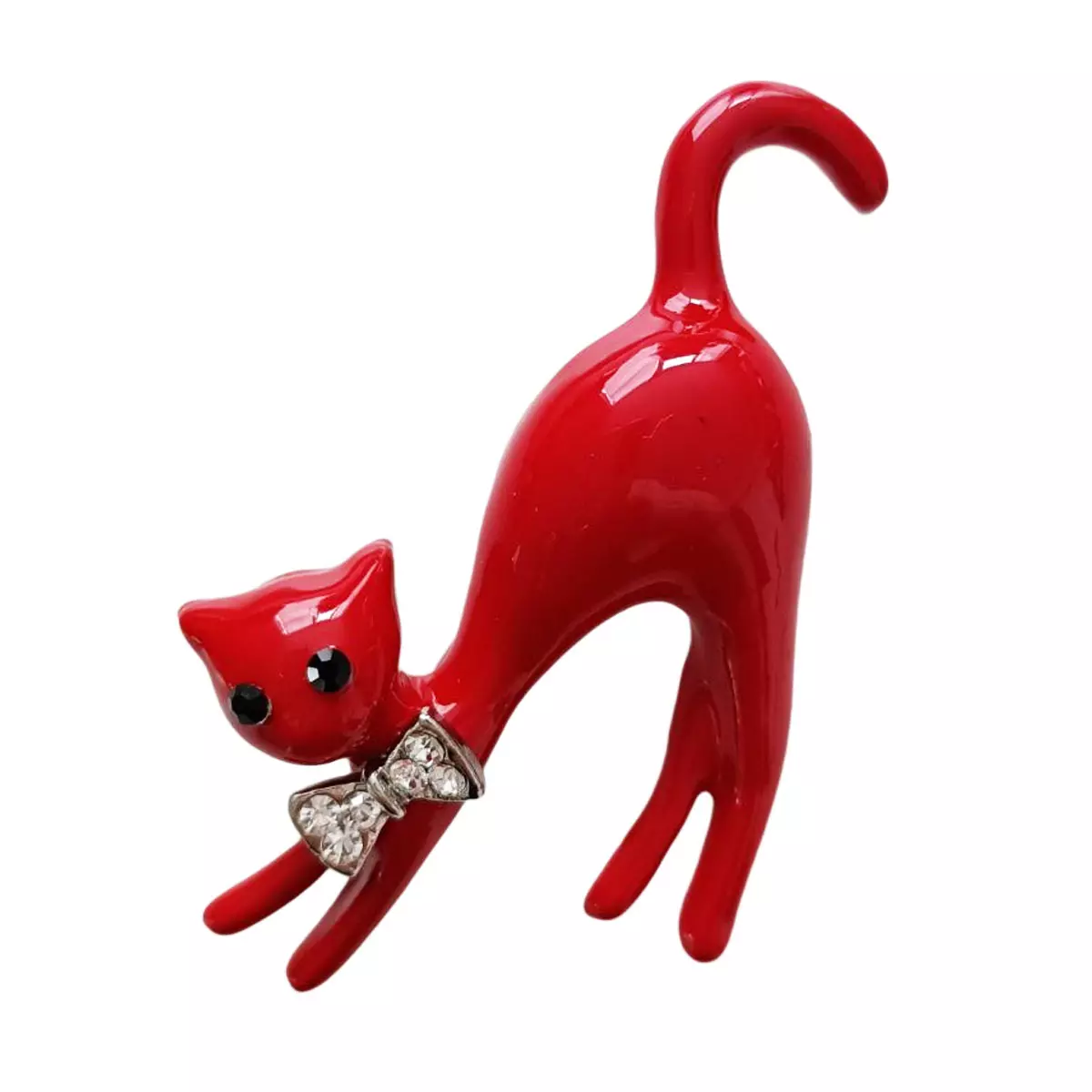 les trésors de lily Broche Créateur 'Chat' rouge 55x45 mm [R8510]