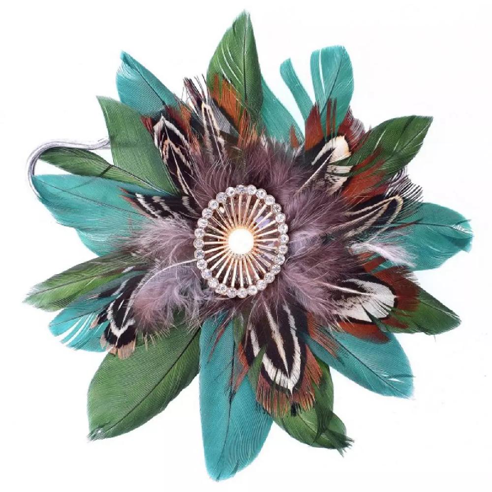les trésors de lily Broche Créateur 'Cheyennes' vert doré 10x10 cm [Q5774]
