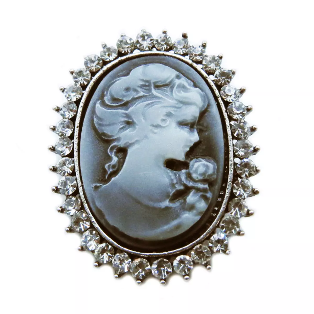 les trésors de lily Broche créateur 'Divine Camée' gris 32x25 mm [I3054]