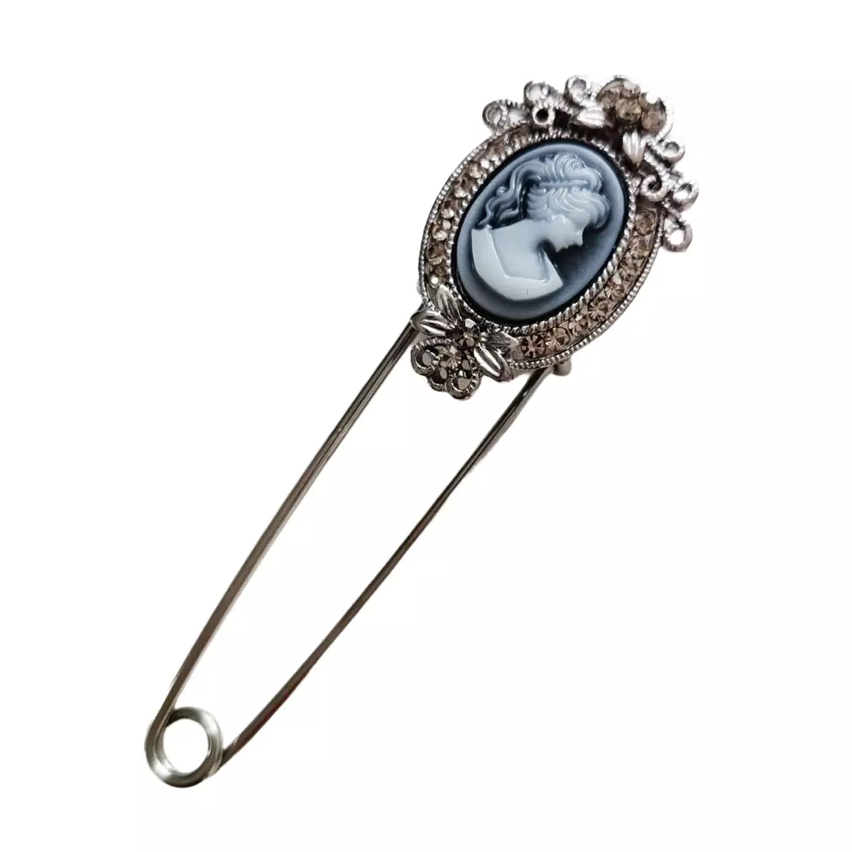 les trésors de lily Broche créateur 'Divine Camée' gris 7 cm 35x20 mm [R8498]