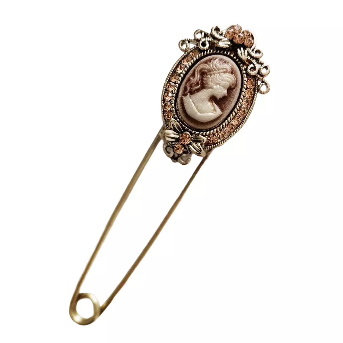 les trésors de lily Broche créateur 'Divine Camée' marron 7 cm 35x20 mm [R8499]