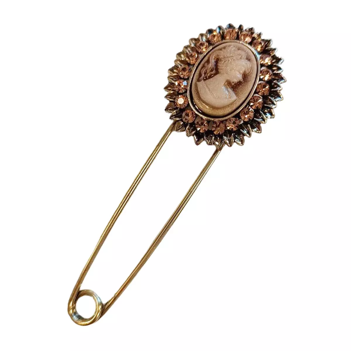 les trésors de lily Broche créateur 'Divine Camée' marron 80x25 mm [R9081]