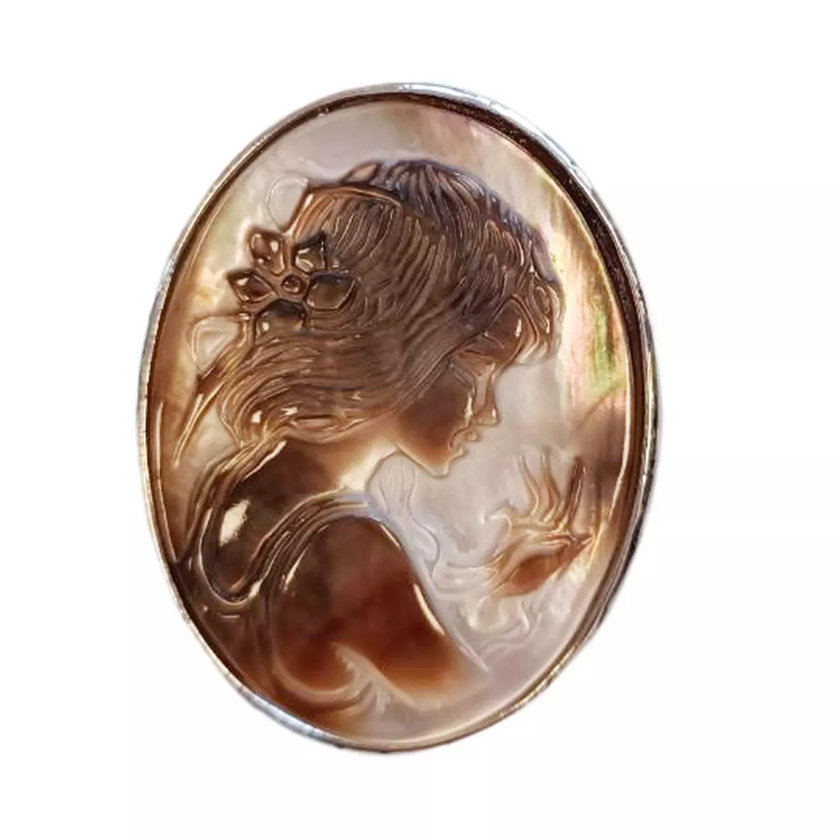 Les Trésors De Lily Broche Créateur 'Divine Camée' Nacre Beige 40x40 Mm [R9162]