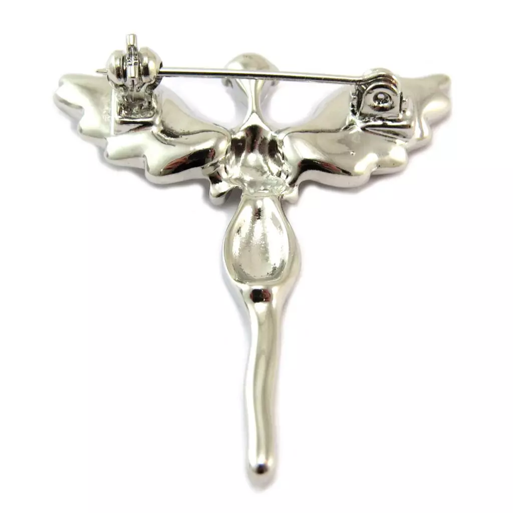 Les Trésors De Lily Broche Créateur 'Fée Ange Gardien' Blanc Argenté (angel) 40x35 Mm [P6599]