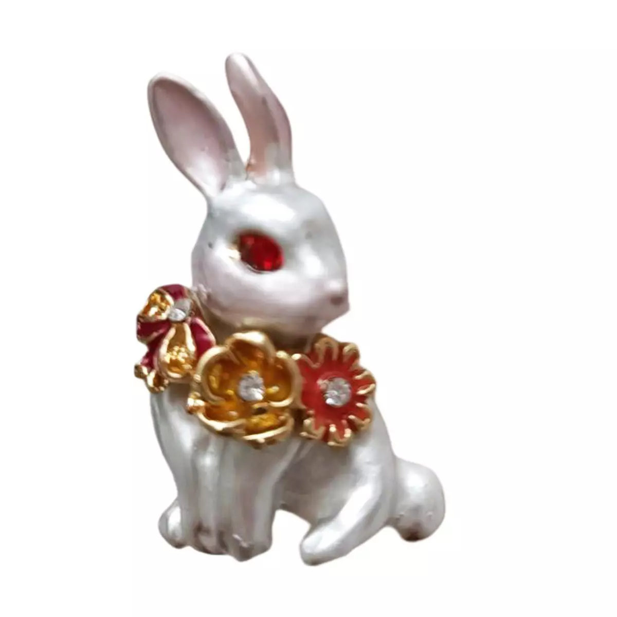 les trésors de lily Broche Créateur 'Lapin' blanc 32x20 mm [R8519]