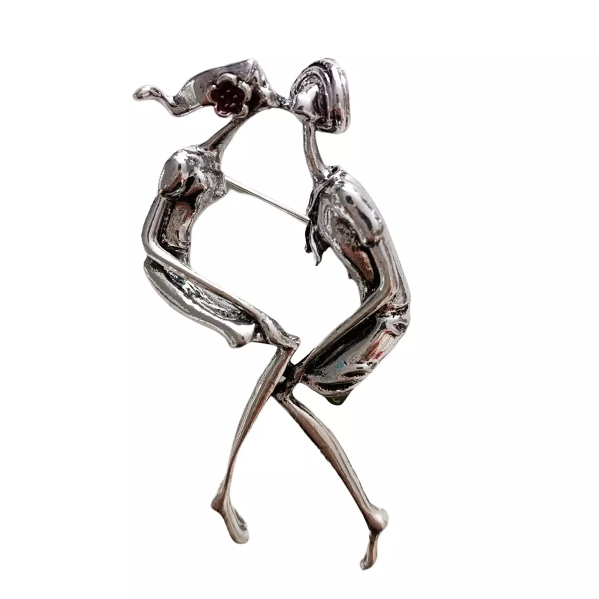 les trésors de lily Broche Créateur 'Le Baiser' argenté 60x30 mm [R8502]
