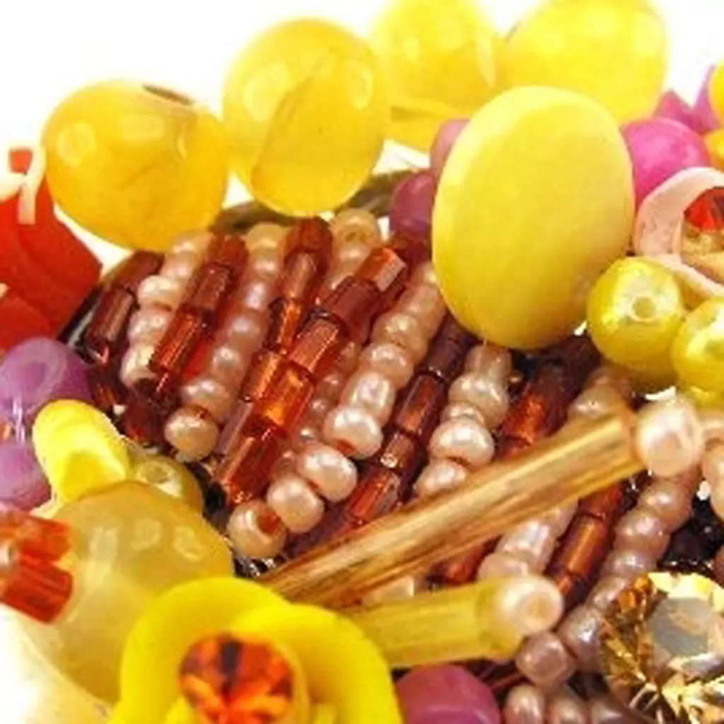 Les Trésors De Lily Broche Créateur 'Les Romantiques' Rouge Jaune [C8089]