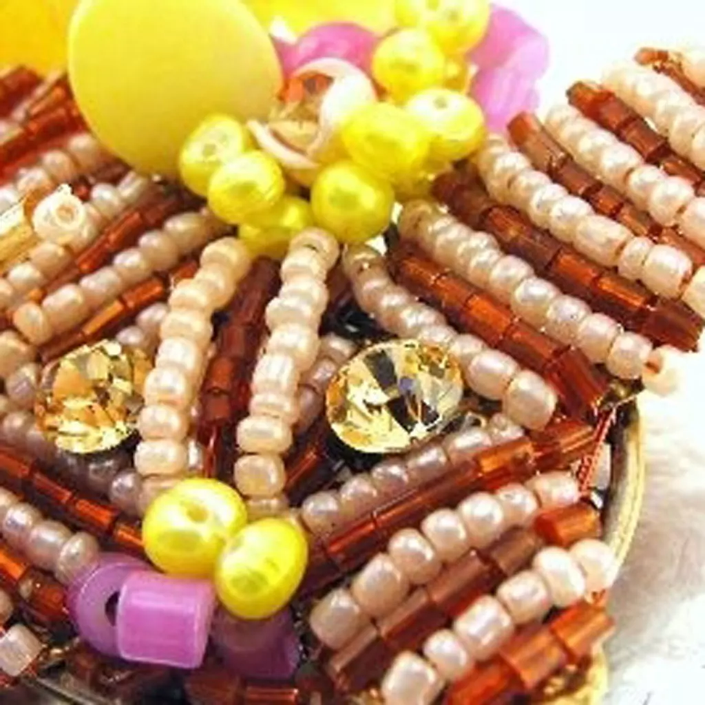 Les Trésors De Lily Broche Créateur 'Les Romantiques' Rouge Jaune [C8089]