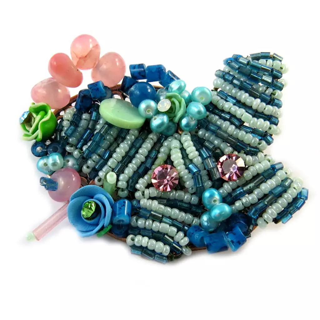 Les Trésors De Lily Broche Créateur 'Les Romantiques' Turquoise [C8090]