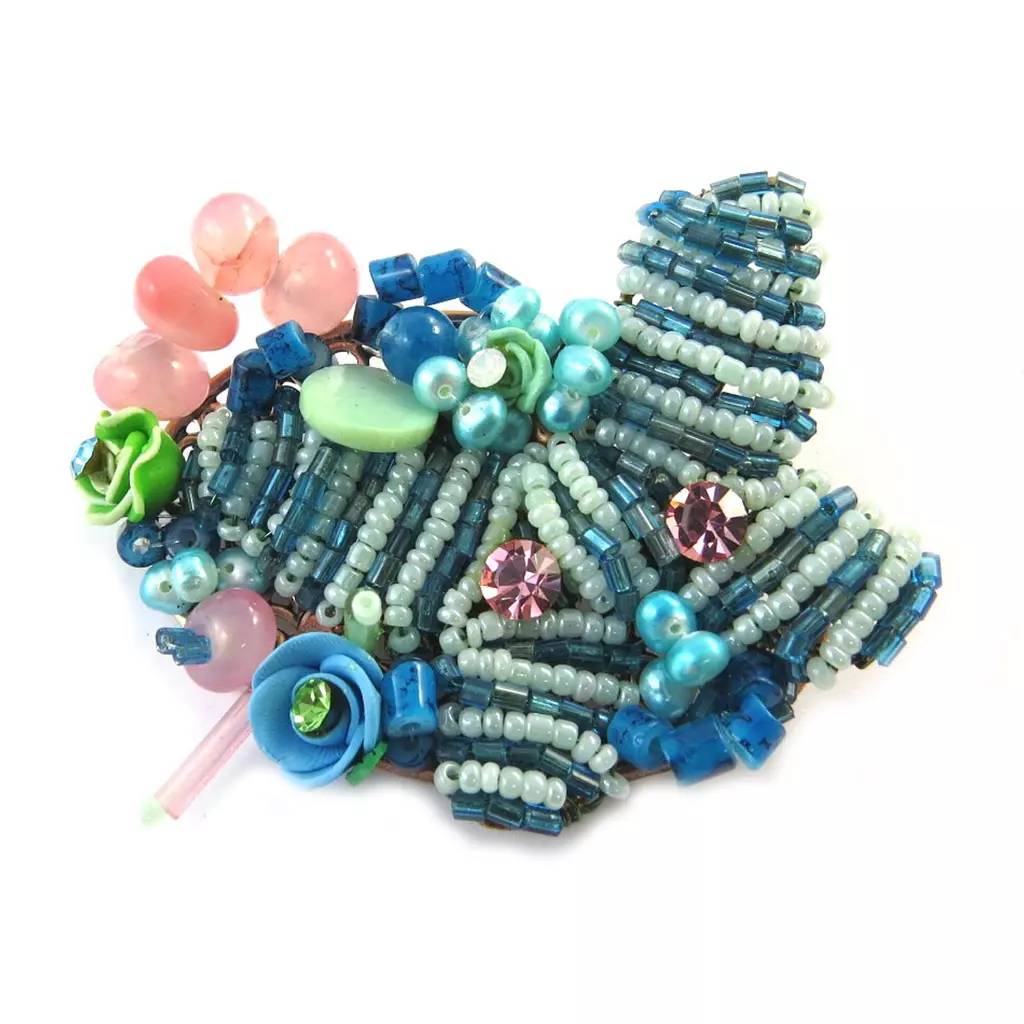les trésors de lily Broche Créateur 'Les Romantiques' Turquoise [C8090]