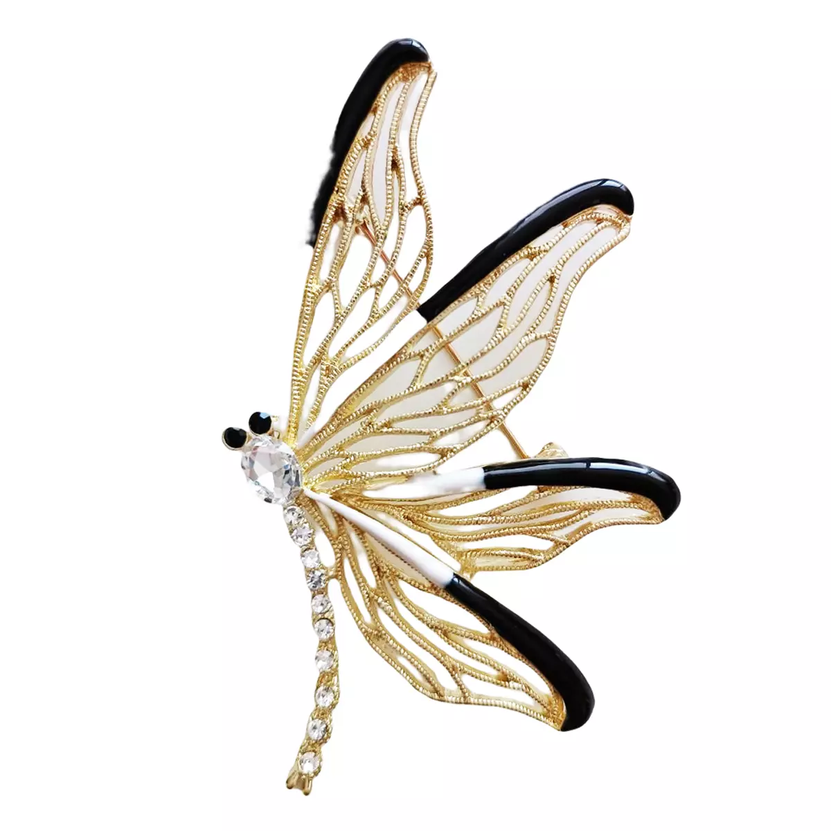 les trésors de lily Broche Créateur 'Libellule' noir doré 85x50 mm [R8170]