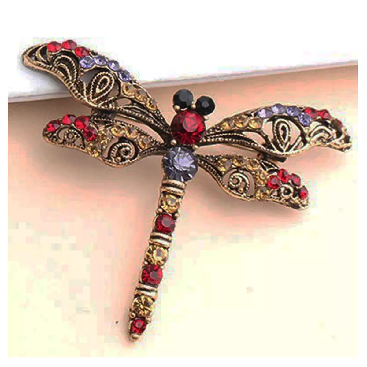 les trésors de lily Broche Créateur 'Libellule' rouge violet doré 60x45 mm [R7292]