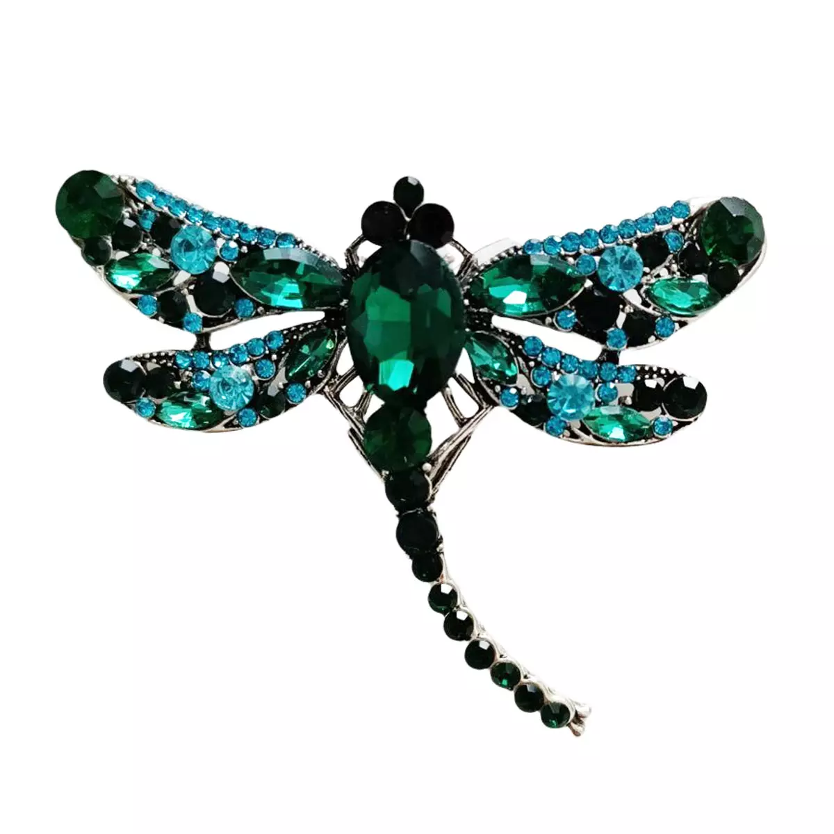 les trésors de lily Broche Créateur 'Libellule' vert argenté 60x50 mm [R8497]