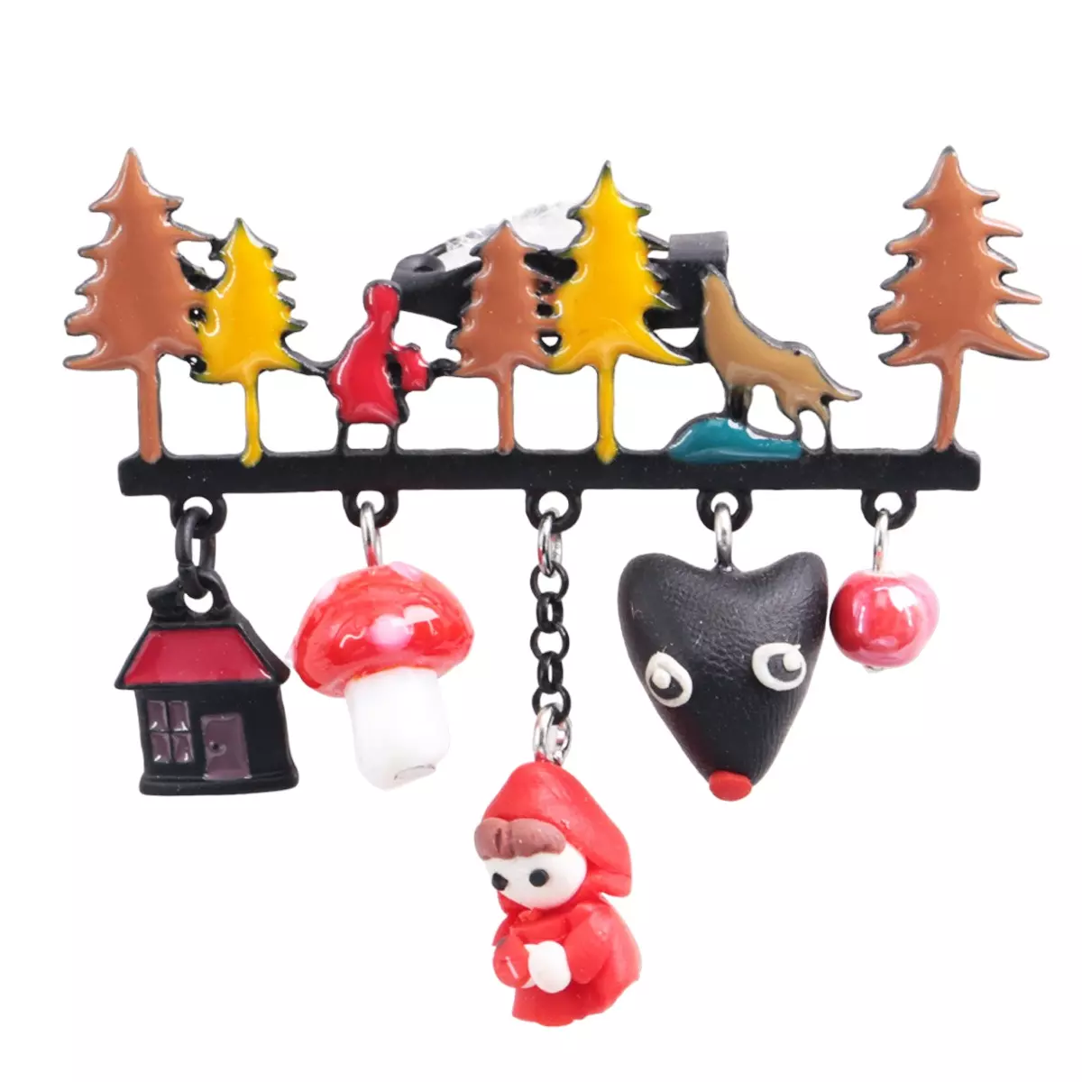 les trésors de lily Broche créateur 'Lilipoupettes' (chaperon rouge) multicolore 60x50 mm [R6156]
