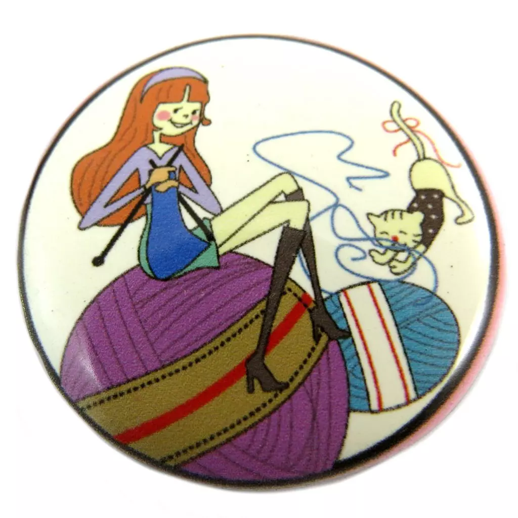 les trésors de lily Broche créateur 'Lilipoupettes' (chat) beige multicolore 40 mm [P7418]