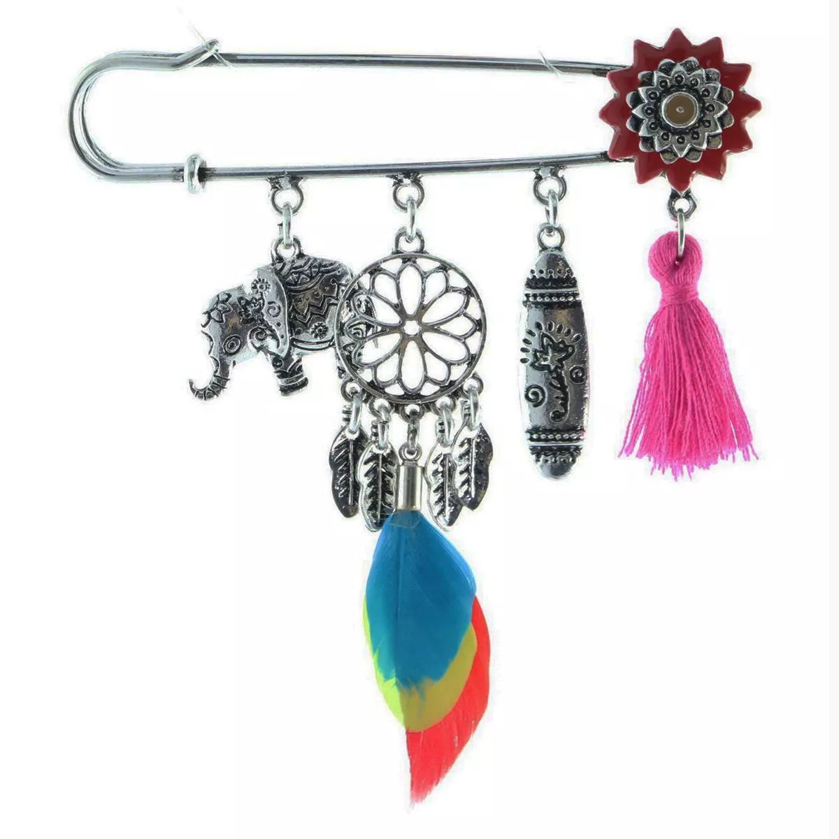 les trésors de lily Broche créateur 'Lilipoupettes' (éléphant) argenté multicolore 90x80 mm [R6222]