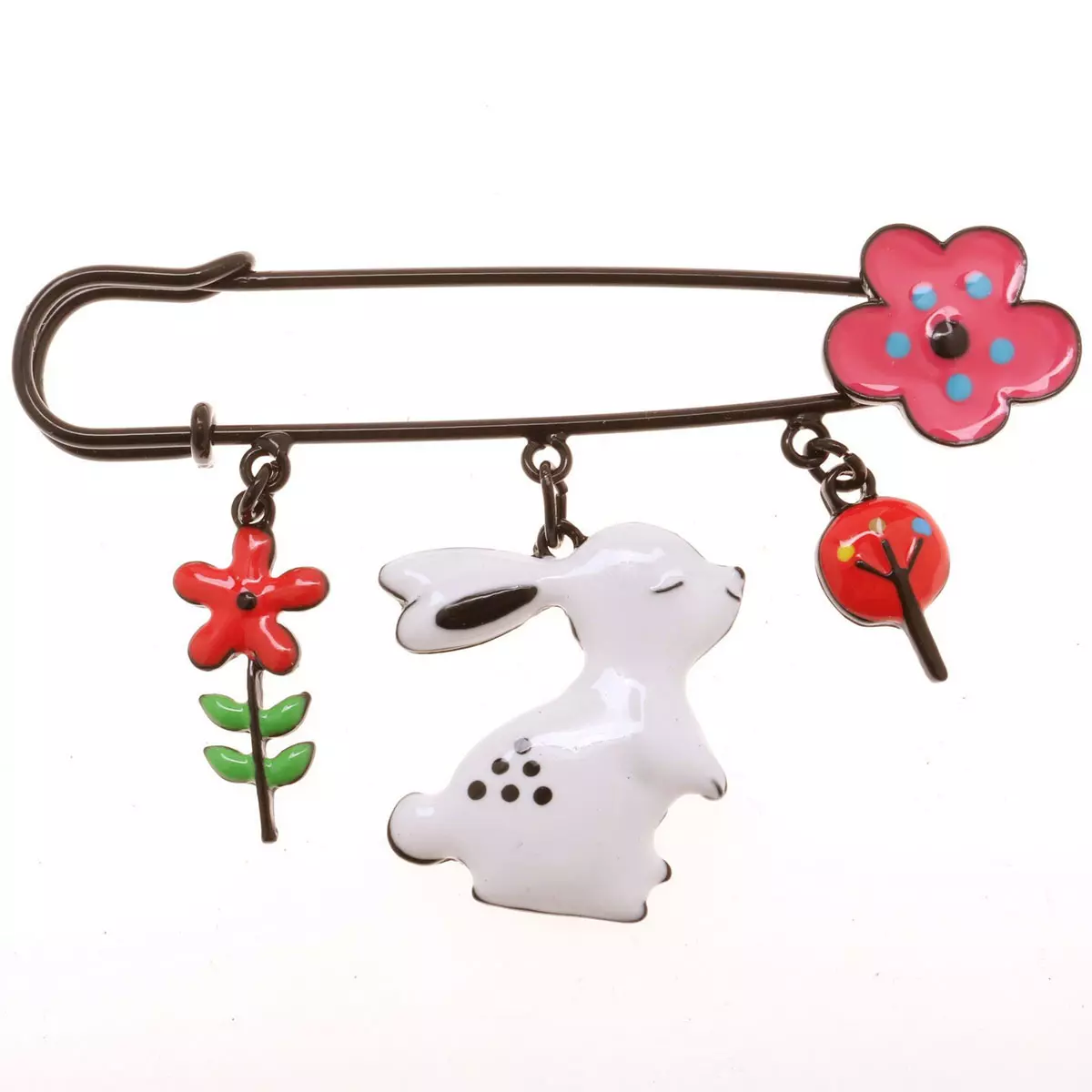 les trésors de lily Broche créateur 'Lilipoupettes' (lapin blanc) multicolore 80x50 mm [R6159]