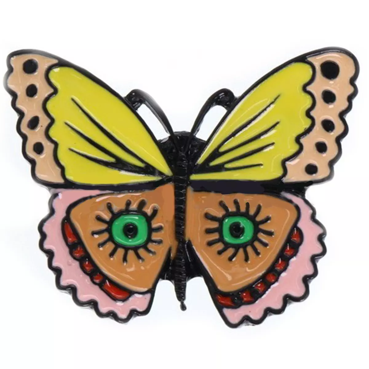 les trésors de lily Broche créateur 'Lilipoupettes' (papillon) jaune beige 50x40 mm [R6078]