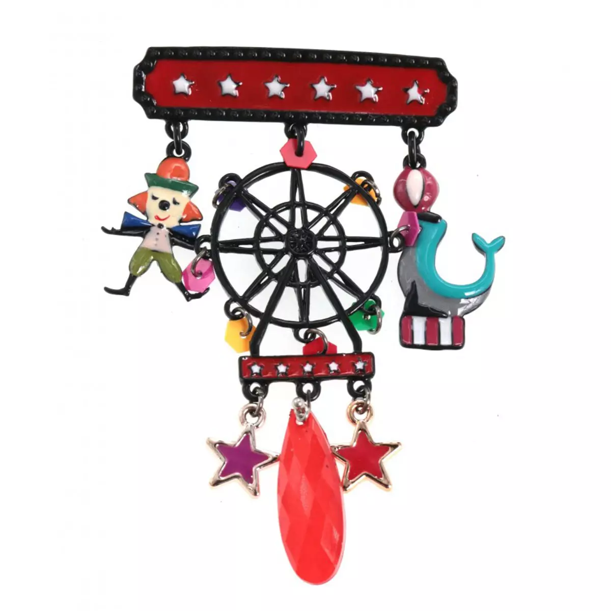 les trésors de lily Broche créateur 'Lilipoupettes' (roue) multicolore 80x50 mm [Q5762]